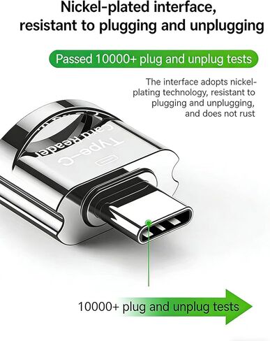 قارئ بطاقات من النوع C، قارئ بطاقات USB C 2 في 1 إلى TF/Micro SD، محول قارئ بطاقات OTG عالي السرعة 480 ميجا بت في الثانية، قارئ بطاقات ذاكرة رفيع للغاية من سبائك الزنك لهواتف Android، MacBook، الكمبيوتر الشخصي، الكاميرا in Kuwait