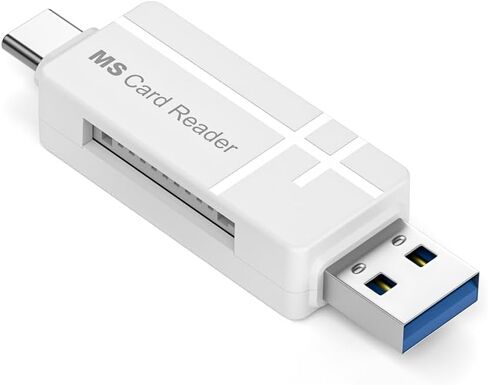 MS Card Reader, 2-in-1 USB-C and USB-A Memory Stick Card Adapter, Plug-and-Play for Cameras, Smartphones, Laptops and Tablets, White in Kuwait
