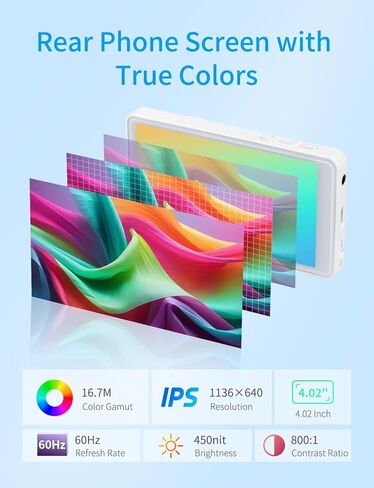 FEELWORLD MC4 Selfie Monitor Screen for iPhone & Android, 4K 30fps Magnetic Back Camera Vlog Monitor with 3h 1500mAH Battery, Wireless 99FT HD Display for TikTok, YouTube, Live Stream, Vlogging in Kuwait