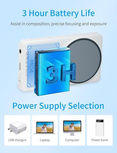 FEELWORLD MC4 Selfie Monitor Screen for iPhone & Android, 4K 30fps Magnetic Back Camera Vlog Monitor with 3h 1500mAH Battery, Wireless 99FT HD Display for TikTok, YouTube, Live Stream, Vlogging in Kuwait
