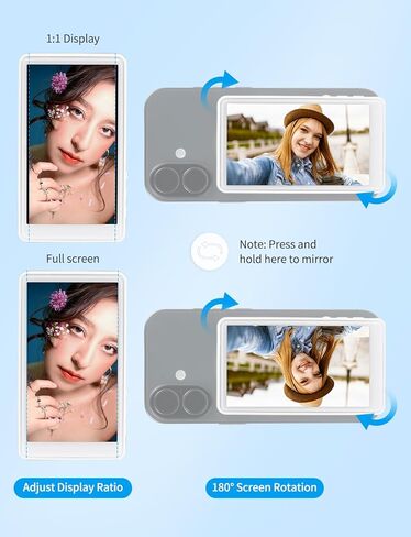 FEELWORLD MC4 Selfie Monitor Screen for iPhone & Android, 4K 30fps Magnetic Back Camera Vlog Monitor with 3h 1500mAH Battery, Wireless 99FT HD Display for TikTok, YouTube, Live Stream, Vlogging in Kuwait
