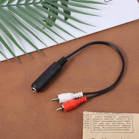 كابل محول RCA إلى 1/4 - 6.35 مم 1/4 بوصة TRS مقبس ستيريو أنثى إلى 2 RCA ذكر قابس Y كابل محول سلك الصوت لمكبر الصوت/مكبر صوت استقبال الفيديو (20 سم/8 بوصة) in Kuwait