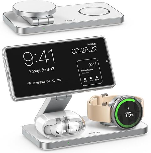 3 in 1 Foldable Magnetic Wireless Charging Station for Samsung, Wireless Charger Stand for Galaxy S26 Ultra S25/S24 /Note 20/Flip 7/Fold 7, for Galaxy Watch Ultra/8/7/6,Galaxy Buds 3/3 Pro in Kuwait