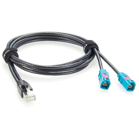 Rosenberger E6S10A-1BZZ5-Z Dual H-MTD إلى RJ45 Cat6A كابل إيثرنت للسيارات جيجابت 100/1000BASE-T1 حزام سيارة محمي لـ ADAS، المعلومات والترفيه، كاميرا السيارة، تكنولوجيا المعلومات (1M/3.28FT) in Kuwait