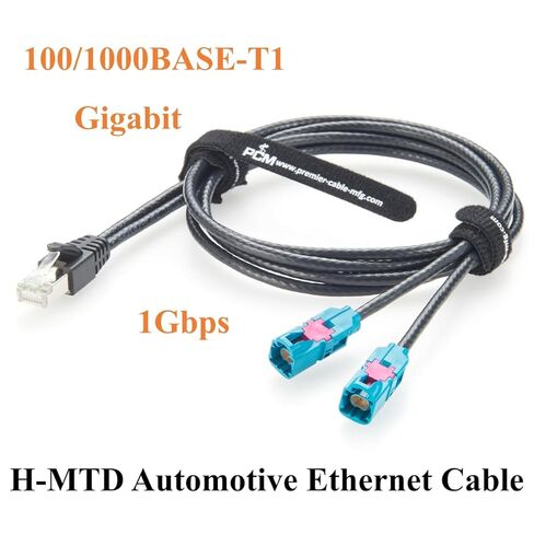 Rosenberger E6S10A-1BZZ5-Z Dual H-MTD إلى RJ45 Cat6A كابل إيثرنت للسيارات جيجابت 100/1000BASE-T1 حزام سيارة محمي لـ ADAS، المعلومات والترفيه، كاميرا السيارة، تكنولوجيا المعلومات (1M/3.28FT) in Kuwait