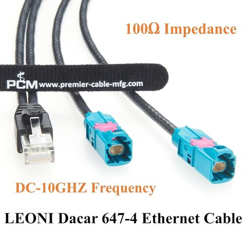 Rosenberger E6S10A-1BZZ5-Z Dual H-MTD إلى RJ45 Cat6A كابل إيثرنت للسيارات جيجابت 100/1000BASE-T1 حزام سيارة محمي لـ ADAS، المعلومات والترفيه، كاميرا السيارة، تكنولوجيا المعلومات (1M/3.28FT) in Kuwait