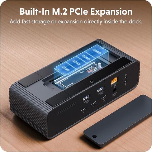 HyperDrive Next Thunderbolt 5 Dock with SSD Enclosure — 120Gbps Computer Docking Station with Triple 4K Display, Thunderbolt Share, M.2 PCIe Gen4 Slot, AI Module Support, USB-A, 2.5G Ethernet in Kuwait