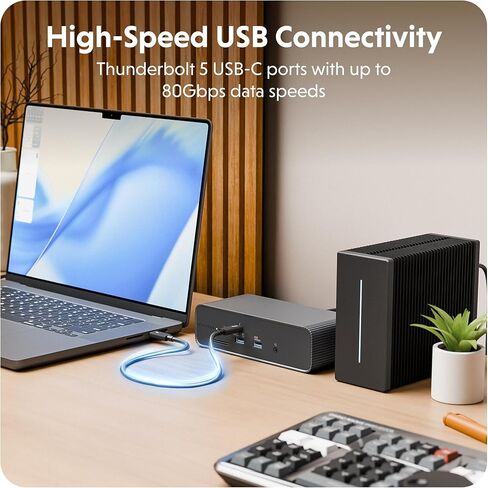 HyperDrive Next Thunderbolt 5 Dock with SSD Enclosure — 120Gbps Computer Docking Station with Triple 4K Display, Thunderbolt Share, M.2 PCIe Gen4 Slot, AI Module Support, USB-A, 2.5G Ethernet in Kuwait