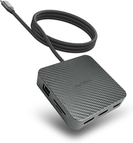 محطة إرساء 11 في 1 مع SD/TF، ​​USB 3.0/5 جيجابت في الثانية، منافذ إيثرنت RJ45، 100 وات PD، مقبس صوت، تدعم شاشة ثلاثية أو مزدوجة 4K (2 DP+HDTV)، لأجهزة الكمبيوتر المحمول Dell HP Lenovo Surface MacBook-أنماط ألياف الكربون in Kuwait