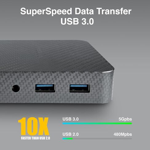 محطة إرساء 11 في 1 مع SD/TF، ​​USB 3.0/5 جيجابت في الثانية، منافذ إيثرنت RJ45، 100 وات PD، مقبس صوت، تدعم شاشة ثلاثية أو مزدوجة 4K (2 DP+HDTV)، لأجهزة الكمبيوتر المحمول Dell HP Lenovo Surface MacBook-أنماط ألياف الكربون in Kuwait