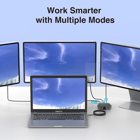 محطة إرساء 11 في 1 مع SD/TF، ​​USB 3.0/5 جيجابت في الثانية، منافذ إيثرنت RJ45، 100 وات PD، مقبس صوت، تدعم شاشة ثلاثية أو مزدوجة 4K (2 DP+HDTV)، لأجهزة الكمبيوتر المحمول Dell HP Lenovo Surface MacBook-أنماط ألياف الكربون in Kuwait