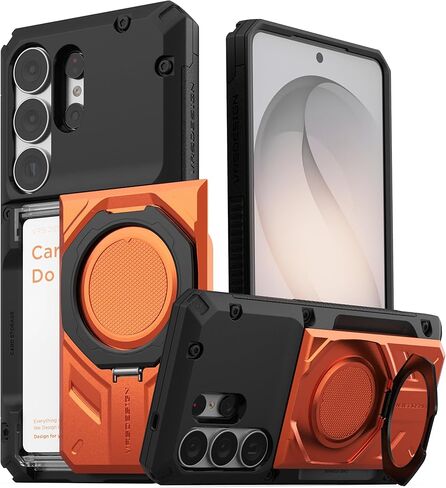 VRS DESIGN Damda Glide Hybrid for Samsung Galaxy S26 Ultra (2026), Magnetic Mount Semi-Auto Wallet [4 Cards], Heavy Duty Rugged Case - Matte Black (NO Wireless Charging) in Kuwait