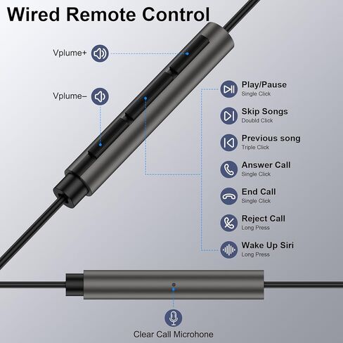 Wired Headphones Earbuds wtih Lightning Connector,MFi Certified Ear Buds Magnetic with Mic Volume Control HiFi Stereo,Noise Cancelling Earphones Compatible for iPhone 14 13 12 11 Pro Max X XS 8 7 Plus in Kuwait