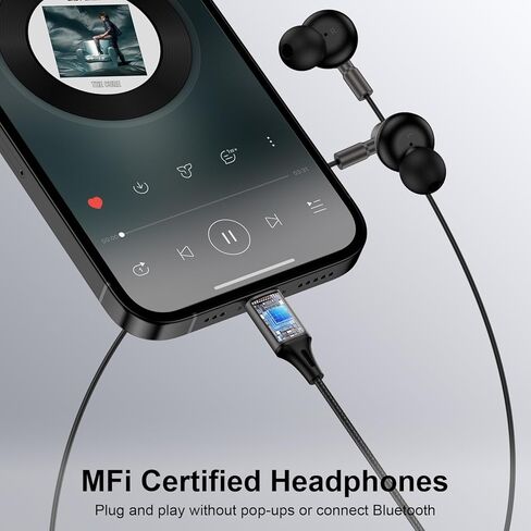 Wired Headphones Earbuds wtih Lightning Connector,MFi Certified Ear Buds Magnetic with Mic Volume Control HiFi Stereo,Noise Cancelling Earphones Compatible for iPhone 14 13 12 11 Pro Max X XS 8 7 Plus in Kuwait