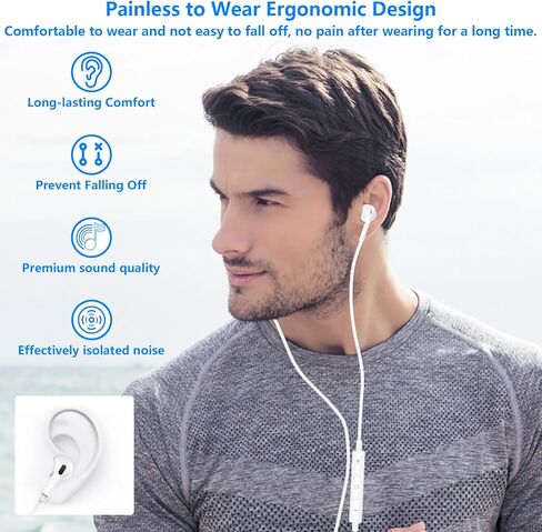 قطعتان من سماعات الرأس USB C لهواتف iPhone 17/16/15، سماعات أذن سلكية من النوع C مع ميكروفون وجهاز تحكم عن بعد، سماعات أذن USB-C بخاصية إلغاء الضوضاء لهواتف iPhone 17/16/15 Pro Max وiPad Pro وGalaxy S25/S24 Ultra وPixel in Kuwait