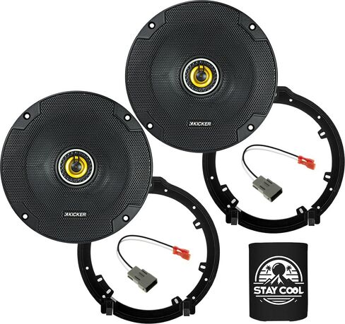 KICKER Speakers 6.5 inch for Honda Civic (Coupe, Sedan) 2016-2021 Upgrade Kit - Pair of CS Series with Adapters and Harness, Coaxial 6 1/2 Car Audio Front Door/Rear Deck Speaker CSC65, 46CSC654 in Kuwait