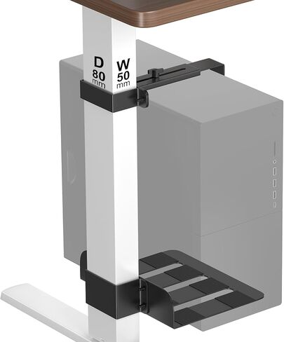 Under Desk PC Mount, No Drilling Clamp-On CPU Holder for Standing Desk, Width Adjustable from 5.7" to 9.8", Holds Up to 50 lbs Heavy Duty Computer Tower Mount, Fits 80mm×50mm Legs in Kuwait