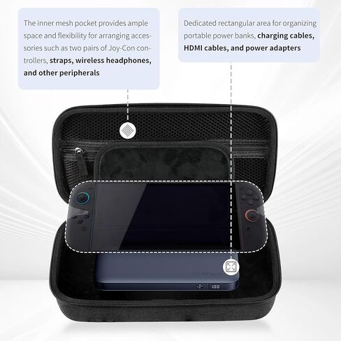 REV. LANG Nintendo Switch 2 Carrying Case Hard Shell Protective Thickened Large Volume Portable Travel Storage Case(Bag) with Dedicated Power Bank and Game Card Slots, Accessory Storage Net Bag in Kuwait