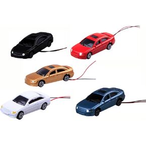 Painted Head Light Model Car 1:100 Scale HO Gauge for Building Train Layout (Pack of 5)