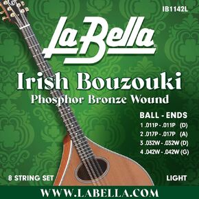 La Bella IB1142L - Light Ball-Ends Phosphor Bronze Wound Irish Bouzouki String