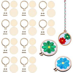 Mini Embroidery Hoops - 1 Inch Small Round Wooden Embroidery Frame Circle Cross Stitch Hoop Ring for Cross Stitch Frame Handy Sewing Arts DIY Pendant Crafts Tool (20 PCS)