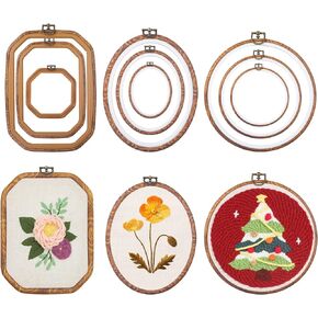 9Pcs Circle, Oval, Rectangle and Octagonal Embroidery Hoops,Cross Stitch Frames for Display,Circular&Oval Frames for Embroidery Perfect for Art Craft Sewing, Home Decor, Embroidery and Cross Stitch