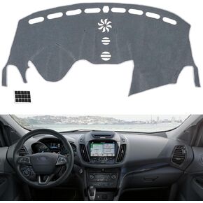 Car Dash Covers Fit for 2013 2014 2015 2016 2017 2018 2019 Ford Escape Flannel Nonslip Dashboard Cover Board Mat Sunshade No-Glare and Slip Pad Carpet Sunshield Protector - Color Grey