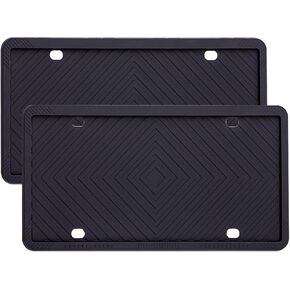 AUCELI Silicone License Plate Frame, 2 Pack Car Front Back License Plate Covers, Universal US Specification Plate Frames Holder, Rust-Proof and Weather-Proof, Auto Accessories（Black） in Kuwait