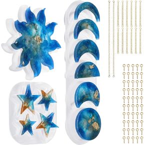 Moon Phase Resin Mould, Sun Mould Star Silicone Mould, Full Moon Epoxy Moulds with Accessories, Wall Hanging Decoration for Bedroom, Living Room, Apartment or Dorm