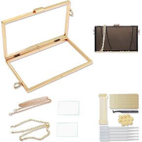 MUFUN Resin Purse Mold, Rectangle Resin Clutch Mold, Silicone Bag Mold for Resin Casting, Fashionable, Unique Rectangle Resin Bag Mold Craft Supplies, 1pc Resin Clutch Purse Mold with 26pcs Tools