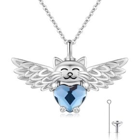 JUSTKIDSTOY Dog/Cat Urn Necklace for Ashes S925 Sterling Silver Heart Cremation Jewelry Keepsake Memorial for Women