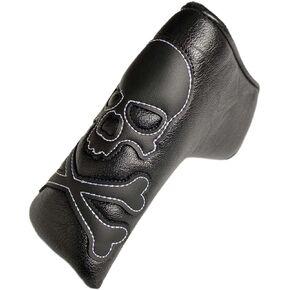 Skull Black Golf Blade Putter Head Cover Headcover Magnetic - Cool Golf Putter Cover Club Protective Case for Men - Synthetic Leather Putter Headcover