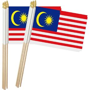 Malaysia Stick Flag, Malaysian Small Mini Hand Held Flags, Small Malaysia Flag 5x8 Inch,12 Pack, Party Decorations Supplies for Parades,World Cup,Festival Events