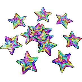 Honbay 12PCS Sequins Star Patche Appliques for Embroidery (Silver)
