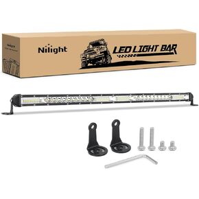 Nilight Led Light Bar Amber 21 Inch 100W Super Slim Spot Flood Combo Driving Fog 9000LM 3D Off Road Lights for Trucks Pickup SUV ATV UTV Boat 4x4 Van Camper-2 Style Mounting