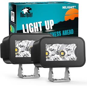 Nilight Motorcycle Led Pods 2PCS 2 Inch 20W Spot Beam Square Mini Driving Work Lights Built-in EMC Offroad Lights Side Light Ditch Lights for Tractor Truck Motorbike Boat ATV