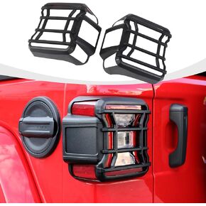 JL Tail Light Covers, Rear Light Lamp Guards Trim Compatible with 2018-2023 Jeep Wrangler JL, Black (LED Version)