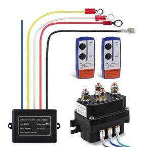 WATERWICH 12V 250A Winch Solenoid Relay Contactor+2pcs Wireless Winch Remote Control Kit with 6 Protecting caps Universal for Truck Jeep ATV SUV 2000-5000lbs Winch