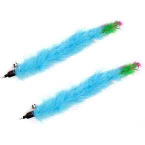 2 Pcs Cat Toys Interactive Refill Replacement Feather Pack Furry Tail Butterfly Dragonfly Fish Mouse Caterpillar Worm Birds Feathers for Kitten Cats CT15-11 Yellow Long Feather in Saudi Arabia