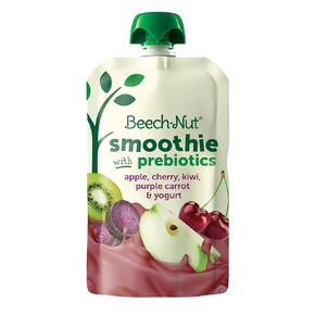 Beech-Nut Toddler Smoothies with Prebiotics, Apple Cherry Kiwi Purple Carrot & Yogurt Baby & Toddler Food Pouches, 3.5 oz (12 Pack)