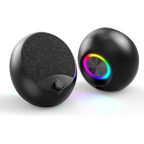 مكبرات صوت للكمبيوتر، مكبرات صوت 2.0 USB لألعاب الكمبيوتر مع صوت ستيريو واضح، وإضاءة RGB، والتوصيل والتشغيل، ومدخل AUX مقاس 3.5 مم وصوت جهير محسّن، ومكبرات صوت متعددة الوسائط لأجهزة الكمبيوتر المحمول/سطح المكتب in Kuwait