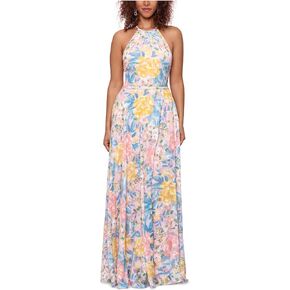 Betsy & Adam Halter Burnout Chiffon Print w/Wrap Skirt