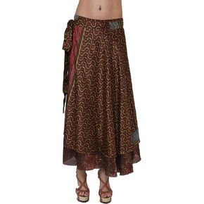 Wevez Women's Lot of 5 Vintage Wrap Sari Skirts, One Size, Assorted