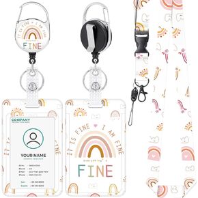 Highland Cow Lanyards for Id Badges Holder, Retractable Name Tag Holder with Keychain, Vertical Id Credit Card Holder Badge Reel for Nurse Teacher Studentfor