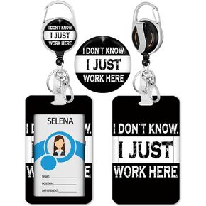 Blue Id Badge Holder, Badge Reel Retractable Keychain, Positive Card Holder with Carabiner Clip Heavy Duty, Id Name Tag Badge Case Protector Cover for Office Work Nurse Teacher Women Student Gifts
