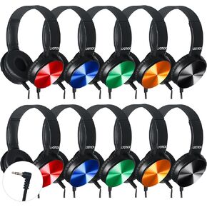 10 Pack Kids Headphones Bulk for School Classroom, Over-Ear Headphones Wired School Supplies for Kids Students Teachers, 3.5mm Jack(Multicolor)