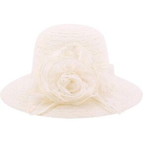 Testudineus Women's Organza Church Hat Kentucky Derby Fascinator Cap for Tea Party Bridal Wedding Dress Sun Hat