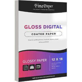 Gloss Digital Paper – Perfect for Color Laser Printing, Design Proposals, Flyers, Brochures | 12 x 18 | Glossy 100lb Text (40lb Bond) Paper | 94 Bright | Acid Free, Coated Finish | 100 Sheets per Pack
