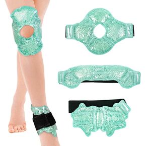 Repeatable Gel Packs for Cold and Hot Wrap for Knees Injury, Ankles, Head with Soft Backing; Ice Packs Support for Knee Replacements, Swollen Ankles, Plantar Achilles, Tendonitis, Head Pain and Fever