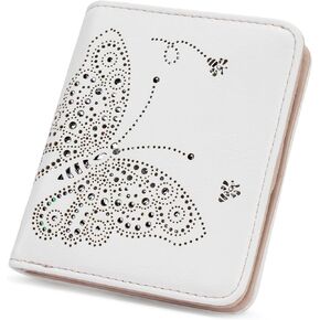 Small RFID Wallet Women Ultra Thin Slim Womens Wallet Mini Compact Bifold Pocket Ladies Wallets for Women WHITE